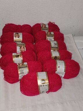 Red Sparkle Yarn Skeins - Vanna's Glamour (Lot) Rhinestone Pink